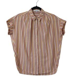 Madewell Shirt Striped Button-Down Short-Sleeve Sz XXS Multicolor Cotton Womens